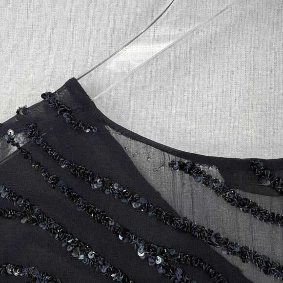 ALLSAINTS Ales Dress Womens US 2 Black Short Sleeve Sequin Embellished Shift - Picture 13 of 16